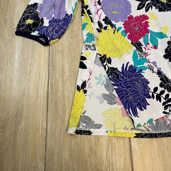 Susan Graver Floral Print Kimono Robe Jacket 2X Plus Size Lightweight Duster - Picture 9 of 11